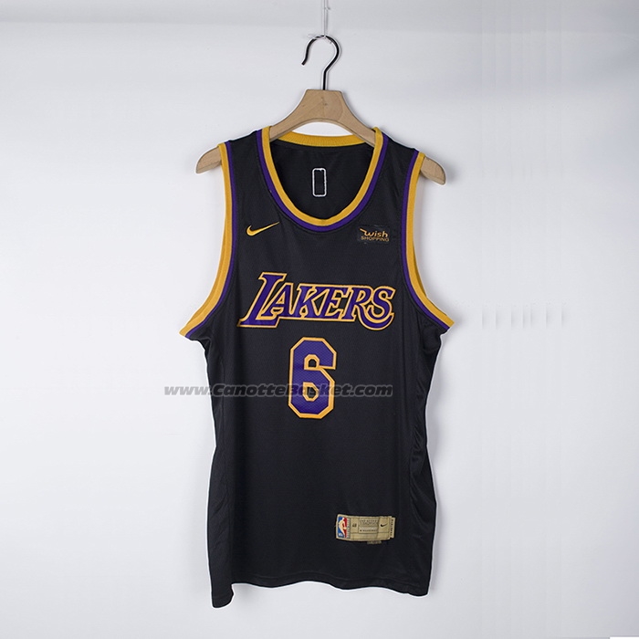 Maglia Los Angeles Lakers LeBron James NO 6 Earned 2021-22 Nero